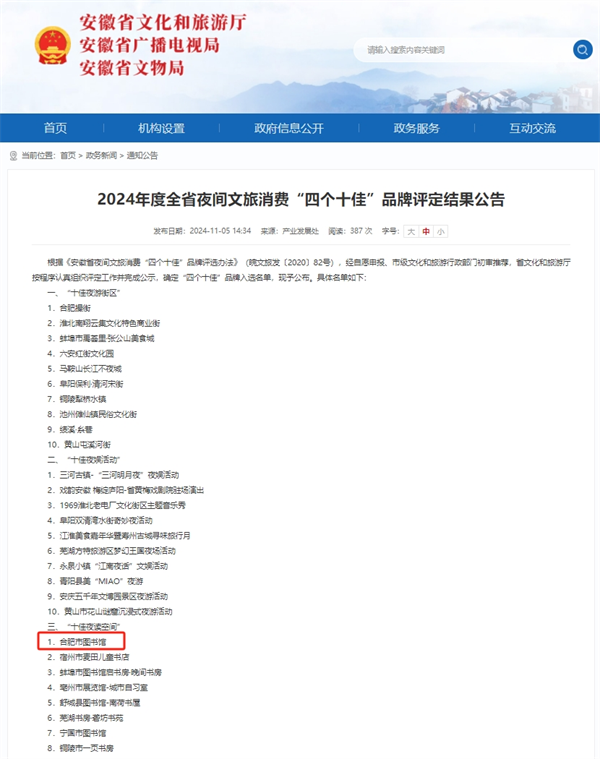 图一 合肥市图书馆入选“十佳夜读空间”品牌.png